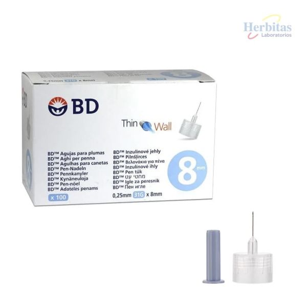 Aghi Penna per Insulina DB TW 0,25 mm 31G x 8mm 100 un.